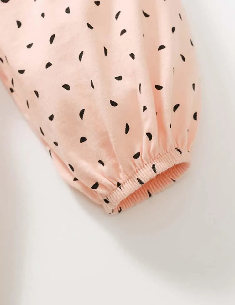 Cute Kitten Embroidered Polka Dot Long Sleeve Dress - Image 4