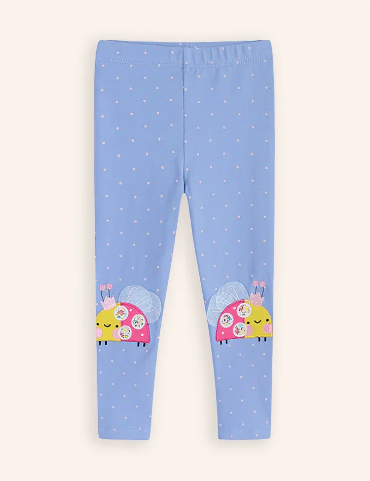 Cute Ladybug Embroidered Leggings