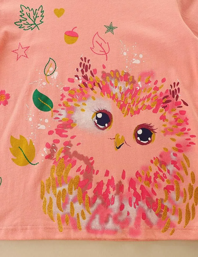 Cute Owl Printed Long Sleeve T-shirt - Image 2