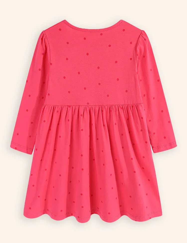 Cute Pony Embroidered Long-sleeved Dress - Image 2