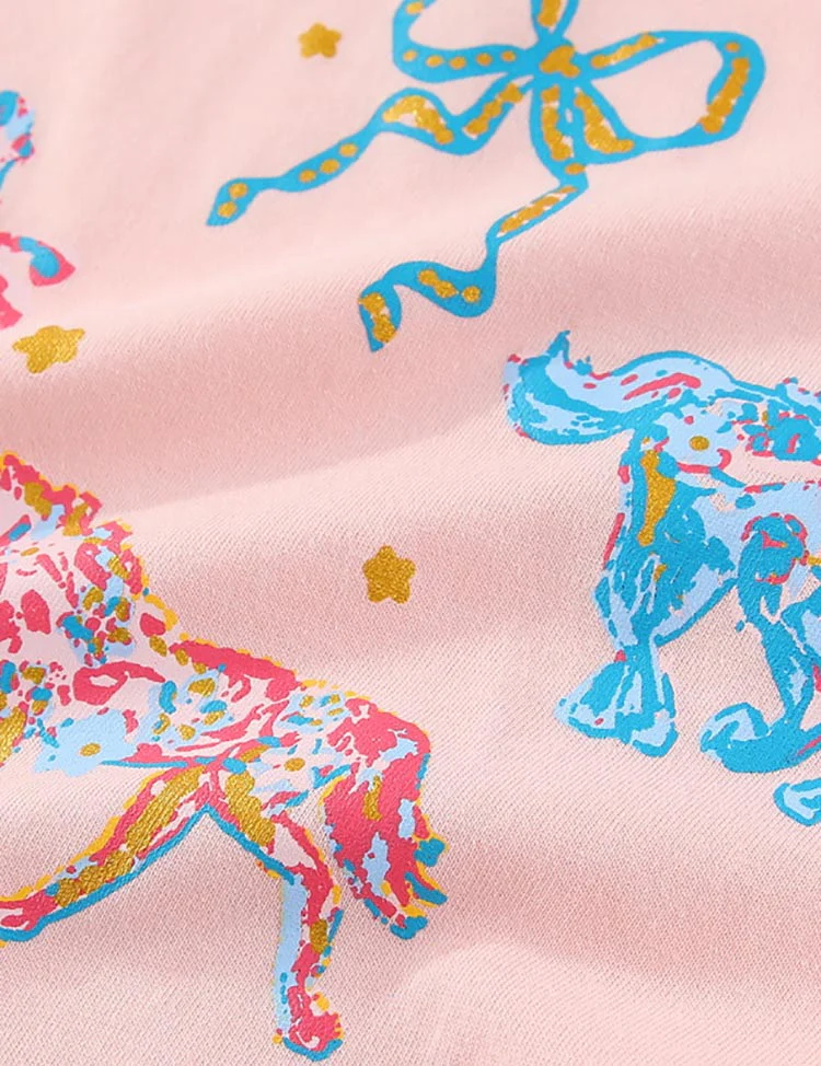 Cute Pony Print Short-sleeved T-shirt - Image 2