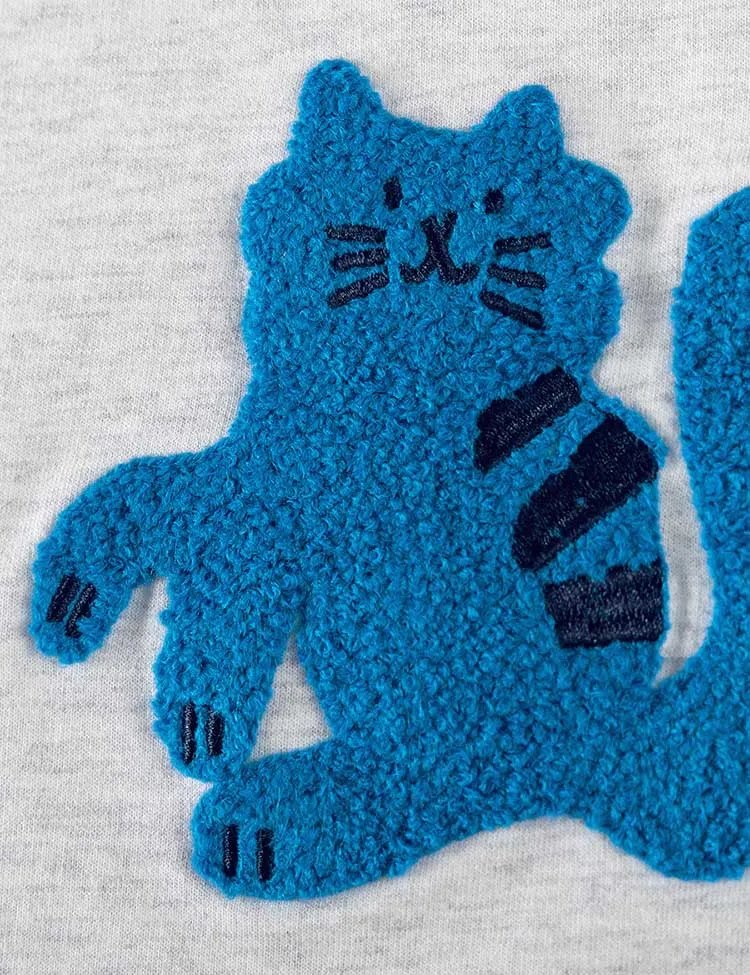 Cute Puppy Appliqué Long Sleeve Dress - Image 2
