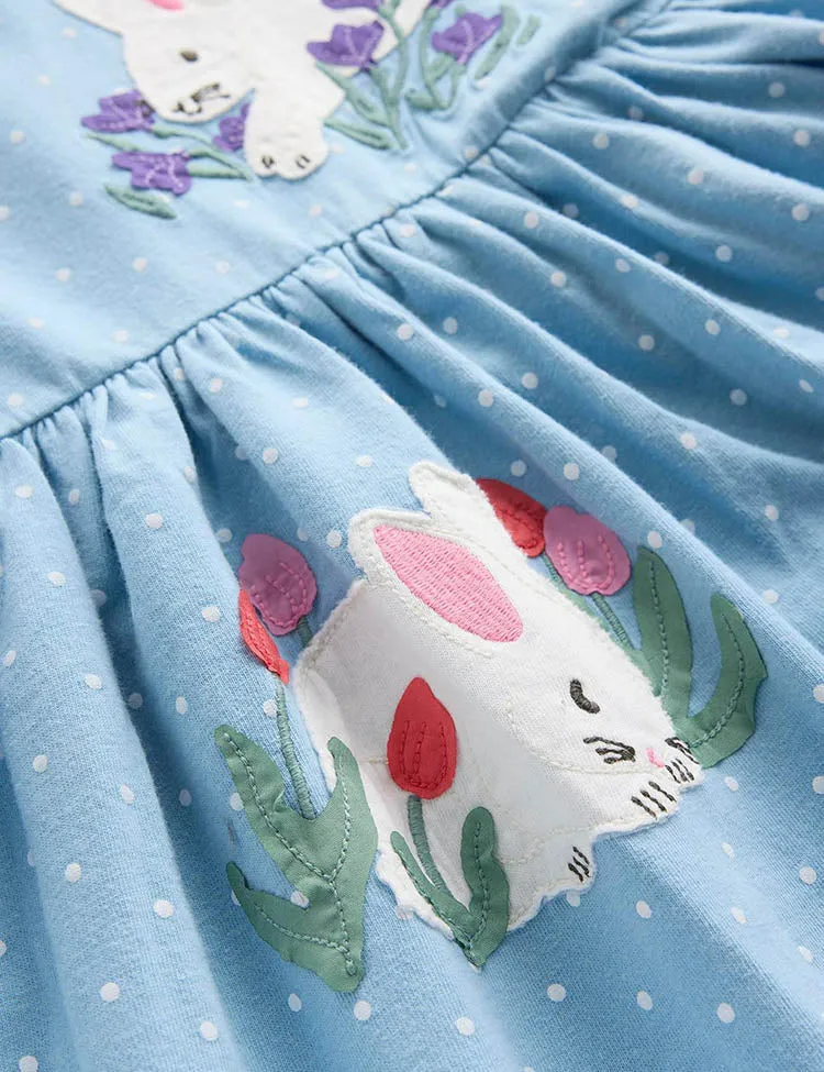 Cute Rabbit Applique Dress - Image 3