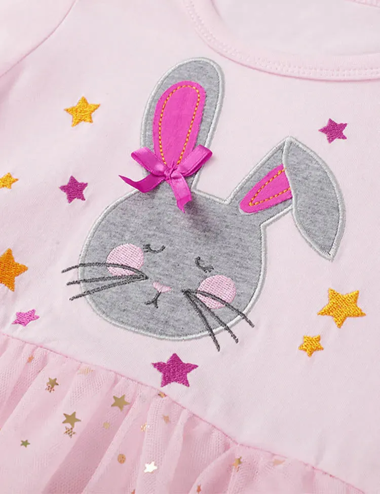 Cute Rabbit Appliqué Tulle Dress - Image 2