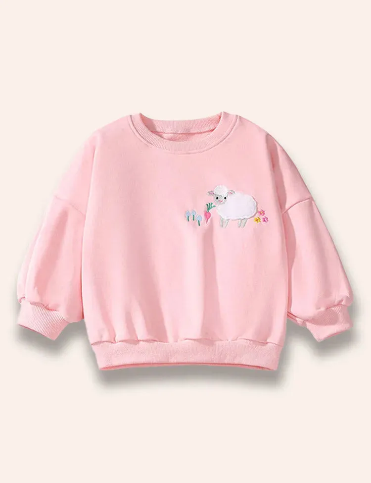 Cute Sheep Appliqué Sweatshirt+Sheep Printed Leggings - Image 2