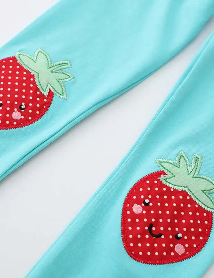 Cute Strawberry Appliqué Leggings - Image 2