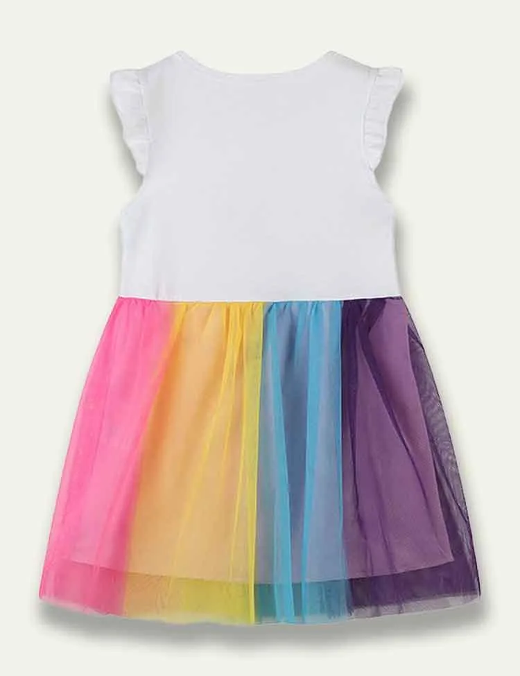 Cute Unicorn Rainbow Tulle Dress - Image 2