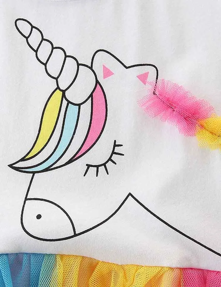 Cute Unicorn Rainbow Tulle Dress - Image 3