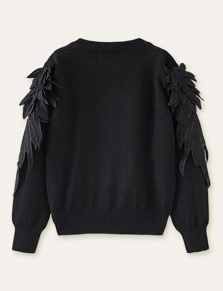Cute Wings Design Button Sweater Cardigan - Image 5
