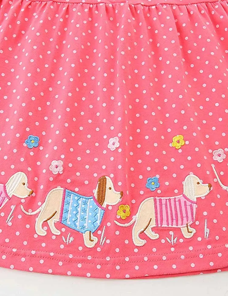 Dachshund Appliqué Dotted Dress - Image 2