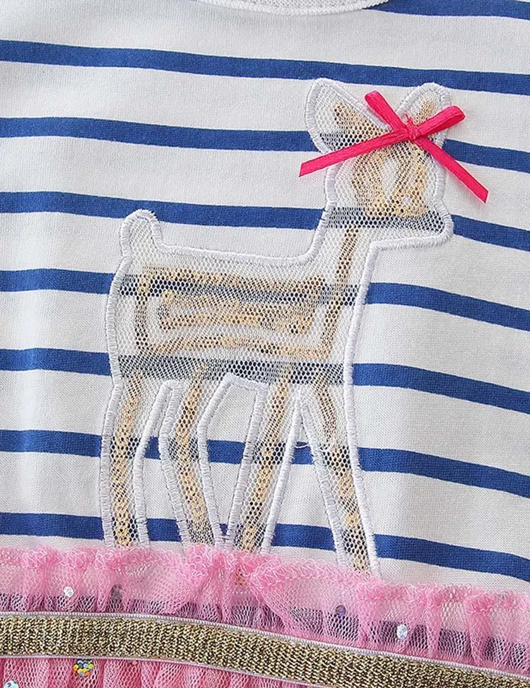 Deer Striped Mesh Dress - Image 4