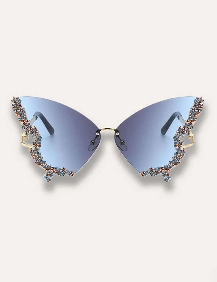 Diamond Butterfly Rimless Sunglasses - Image 4