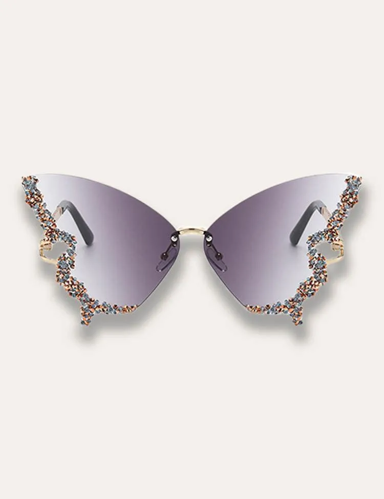 Diamond Butterfly Rimless Sunglasses - Image 7