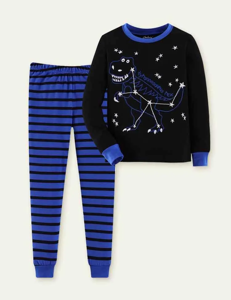 Dinosaur Embroidered Pajamas Set