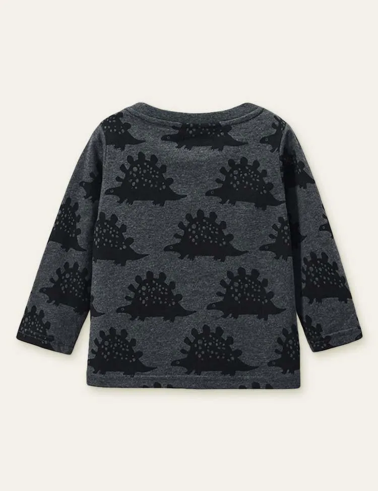 Dinosaur Printed Long-Sleeved T-shirt - Image 2