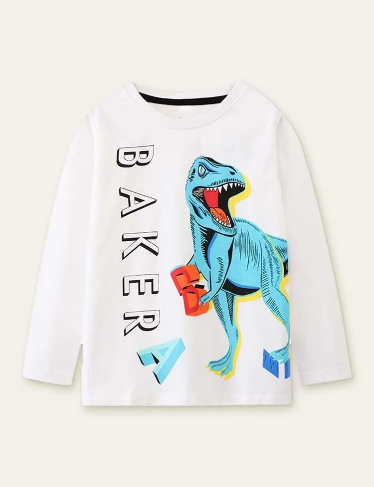 Dinosaur Printed Long-Sleeved T-shirt
