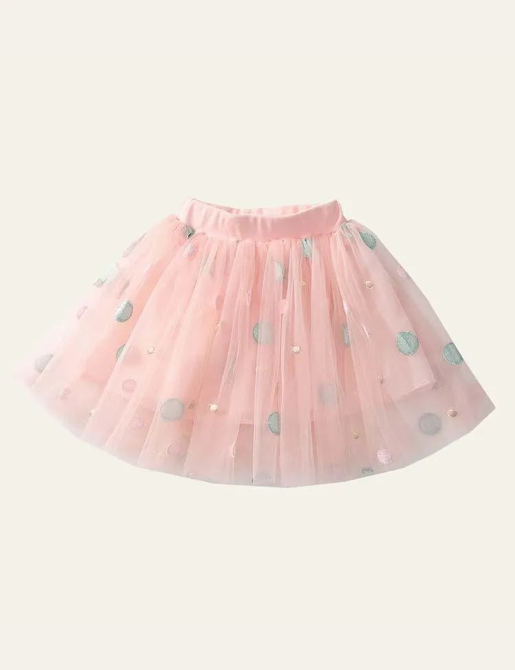 Dot Embroidered Mesh Skirt