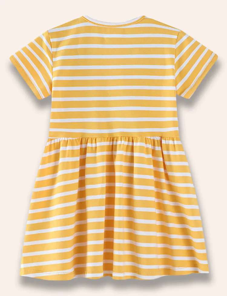 Easter Bunny Appliqué Striped Dress - Image 2