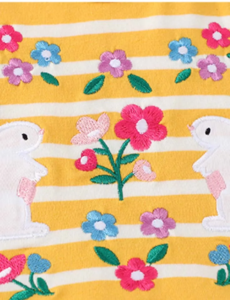Easter Bunny Appliqué Striped Dress - Image 3