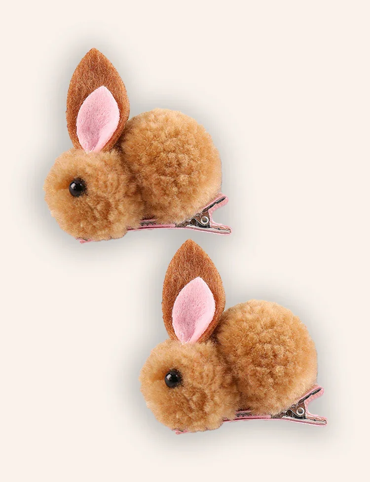 2PCS Easter Bunny Plush Hairpins - Image 2