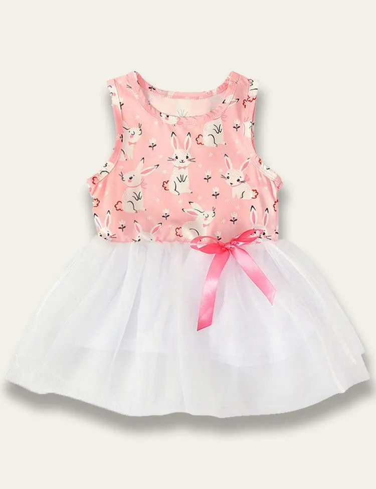 Easter Bunny Print Tulle Dress - Image 3