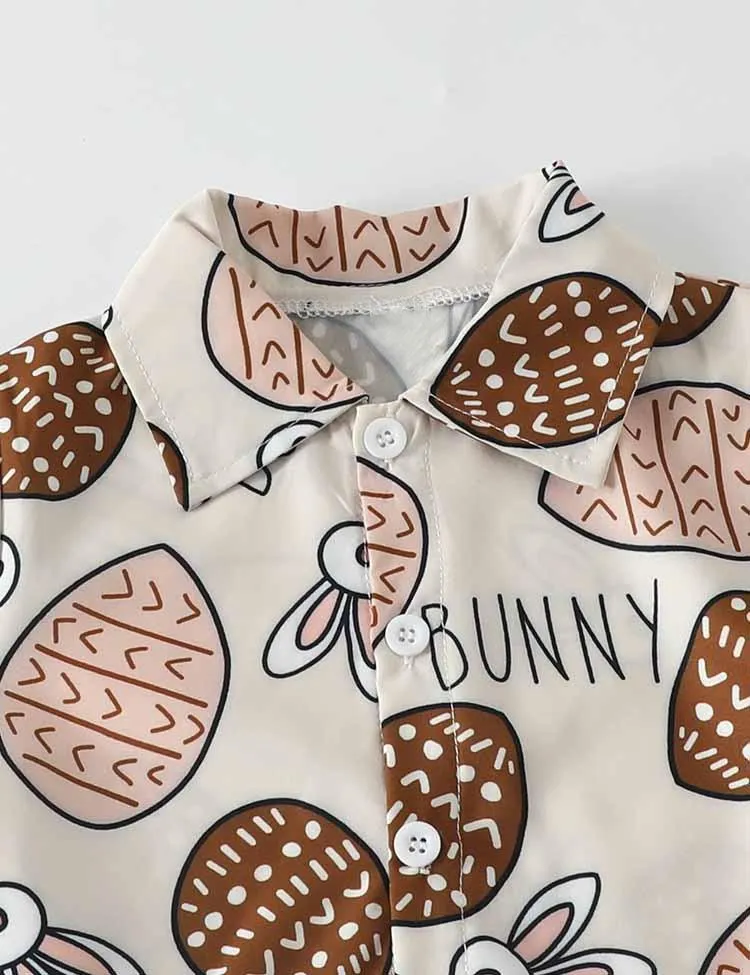 Easter Cartoon Bunny Egg Printed Shirt+Shorts - Image 3