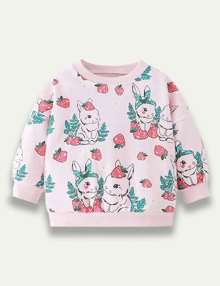 Easter Cartoon Bunny Strawberry Sweatshirt