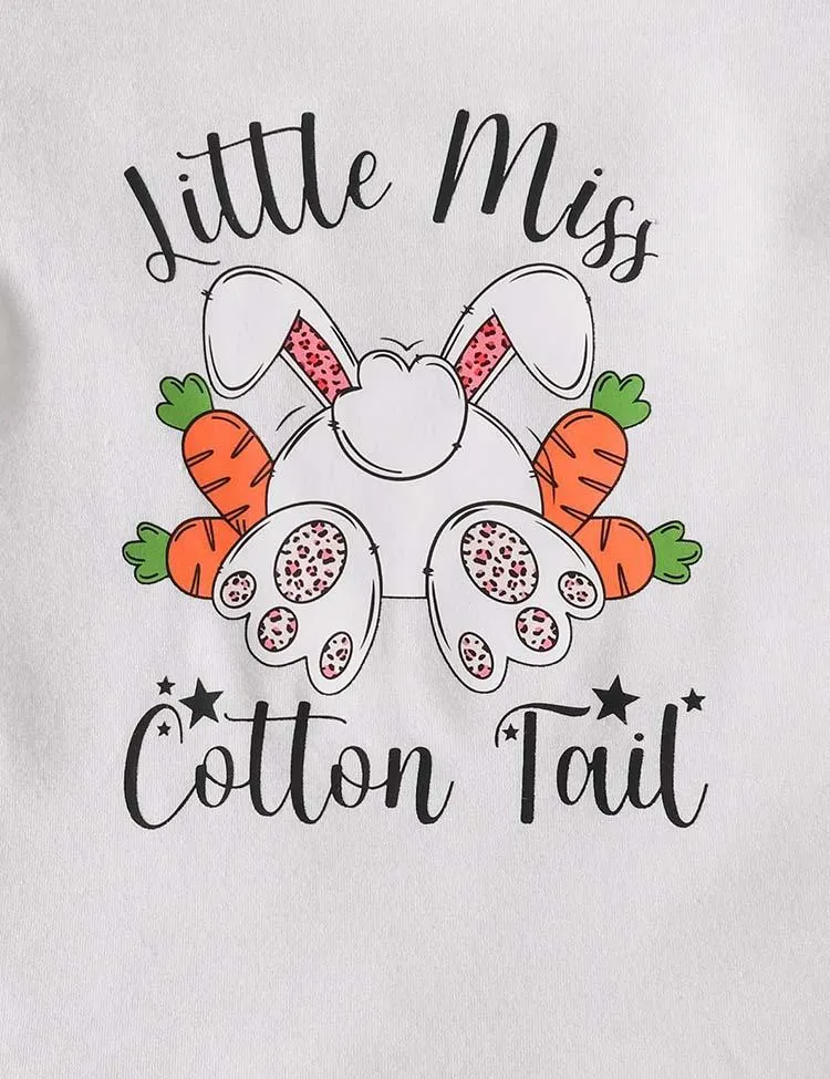 Easter Cartoon Cute Bunny Printed Short Sleeve T-Shirt+Flared Pants - Image 5