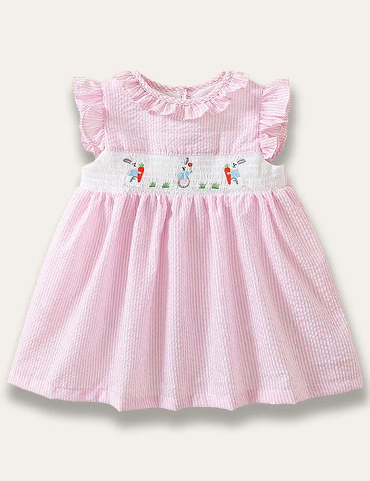 Easter Cute Embroidered Bunny Dress
