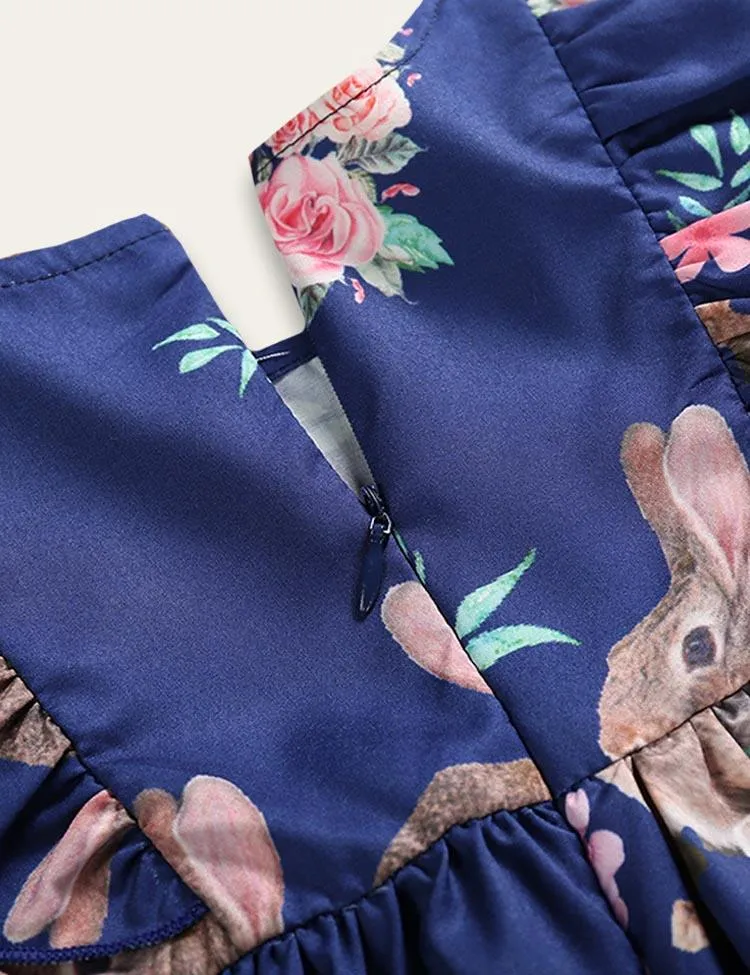 Easter Flying Sleeve Bunny Print Dress - Image 2
