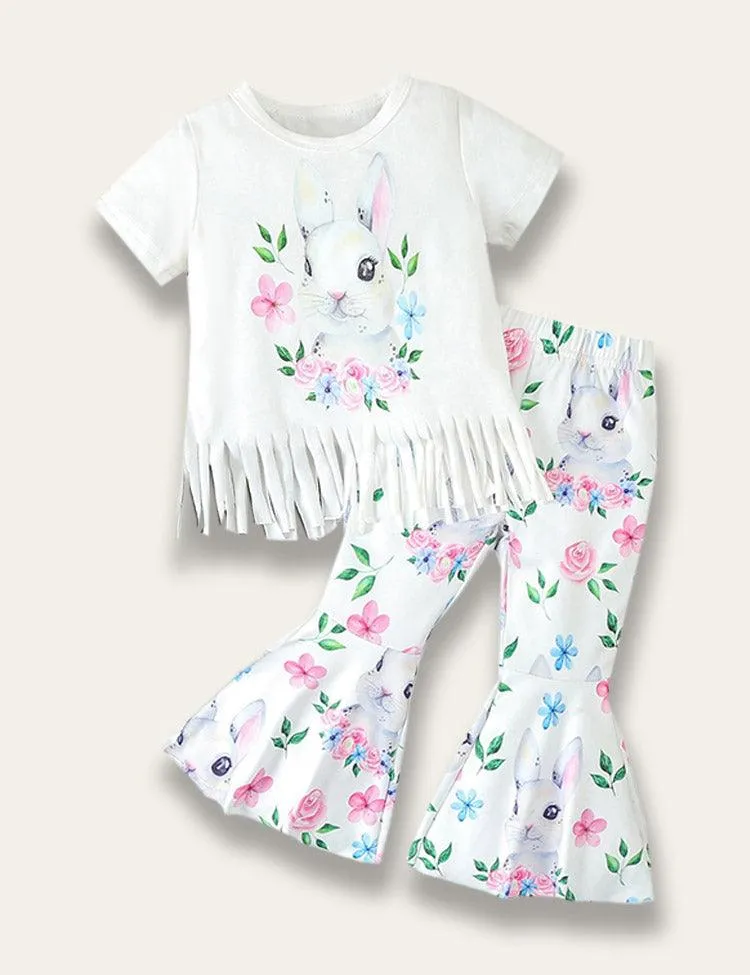 Easter Fringed Top + Bell Bottom Pants Set