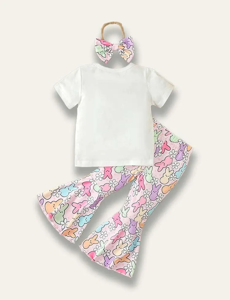 Easter Letter Printed T-Shirt+Bunny Flared Pants - Image 2