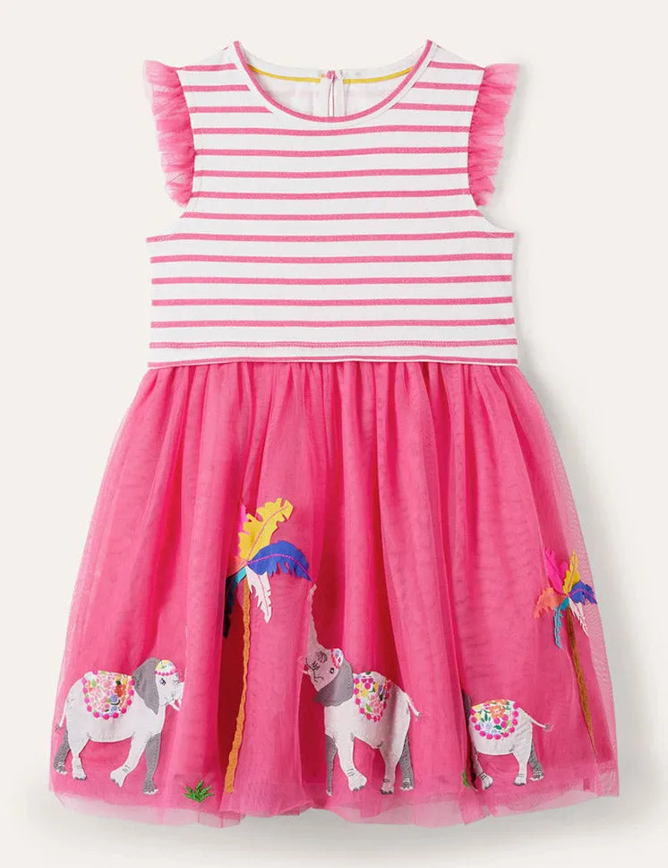 Elephant&Tree Applique Tulle Dress