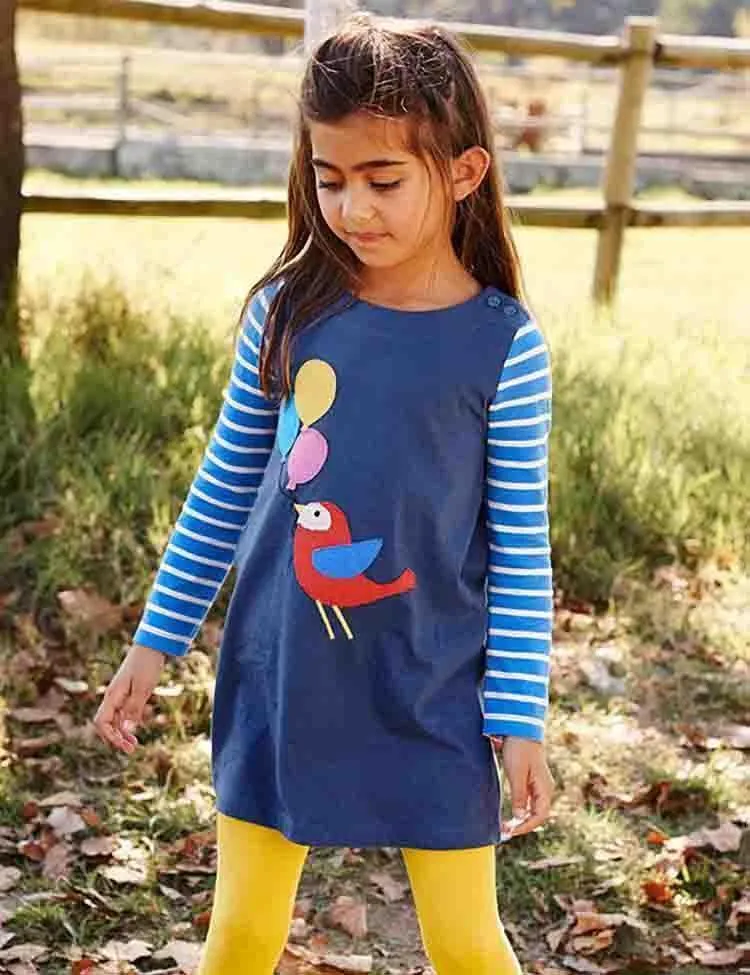 Embroidered Fun Animals Long Sleeve Dress - Image 5