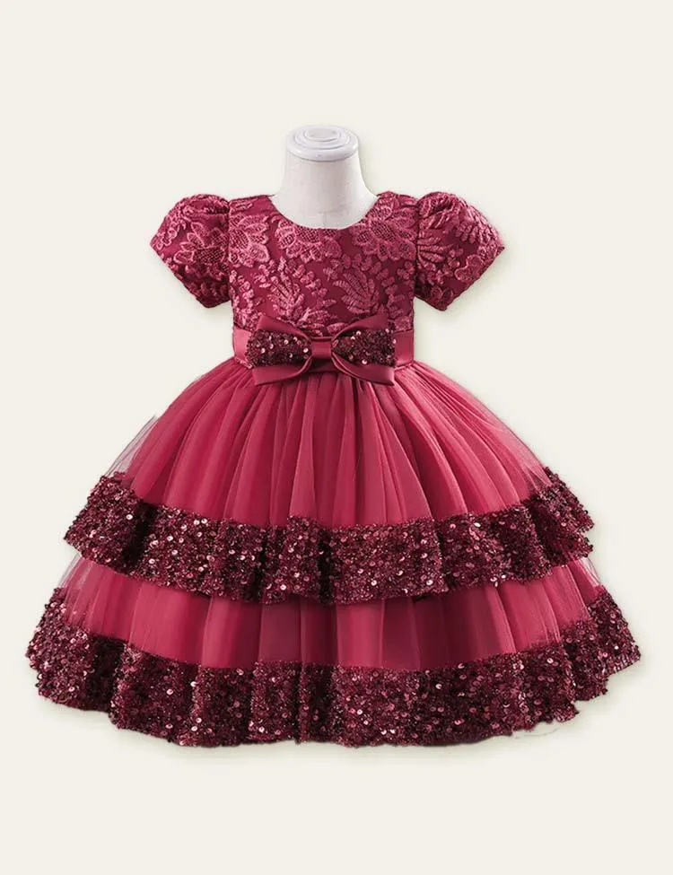 Embroidered Mesh Party Dress