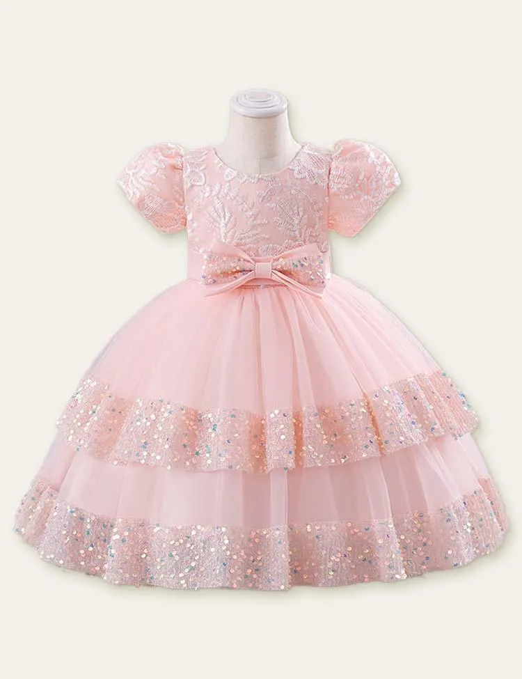 Embroidered Mesh Party Dress - Image 3