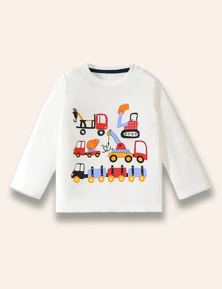 Engineering Vehicle Printed Long Sleeve T-Shirt Set - Image 2