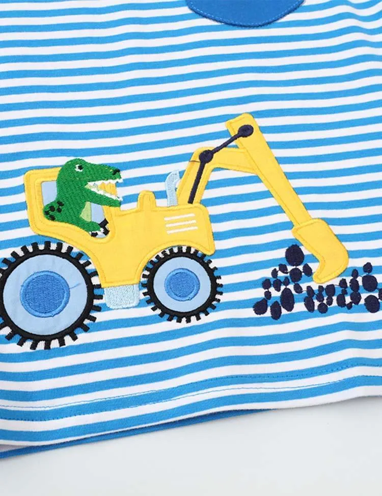 Excavator Dinosaur Appliqué Long Sleeve T-shirt - Image 2