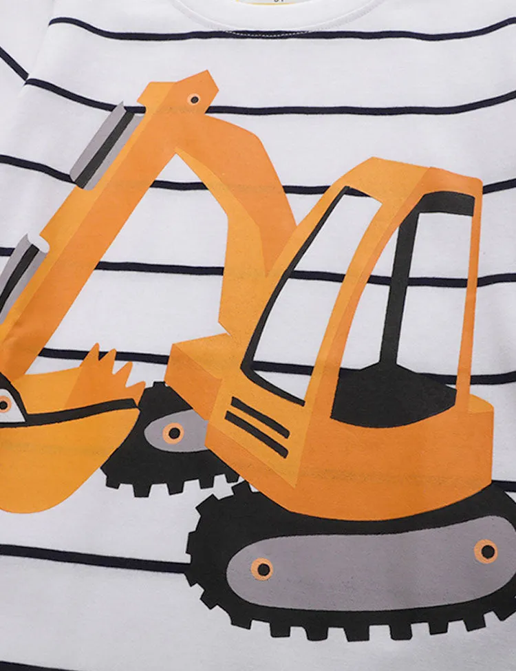 Excavator Printed Striped T-Shirt - Image 2