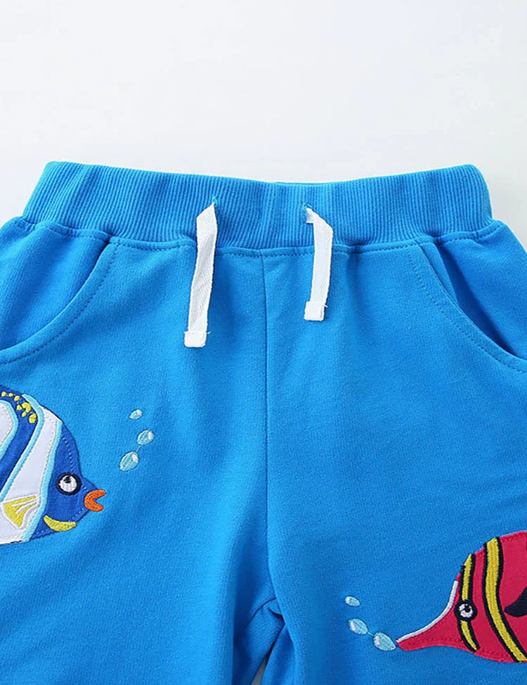 Fish Embroidered Cotton Shorts - Image 3