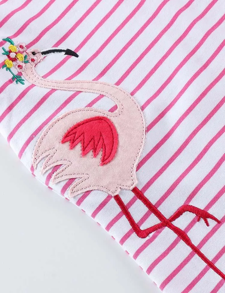 Flamingo Striped Appliqué Dress - Image 3