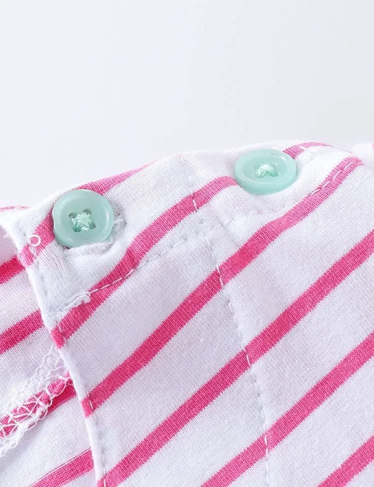 Flamingo Striped Appliqué Dress - Image 4