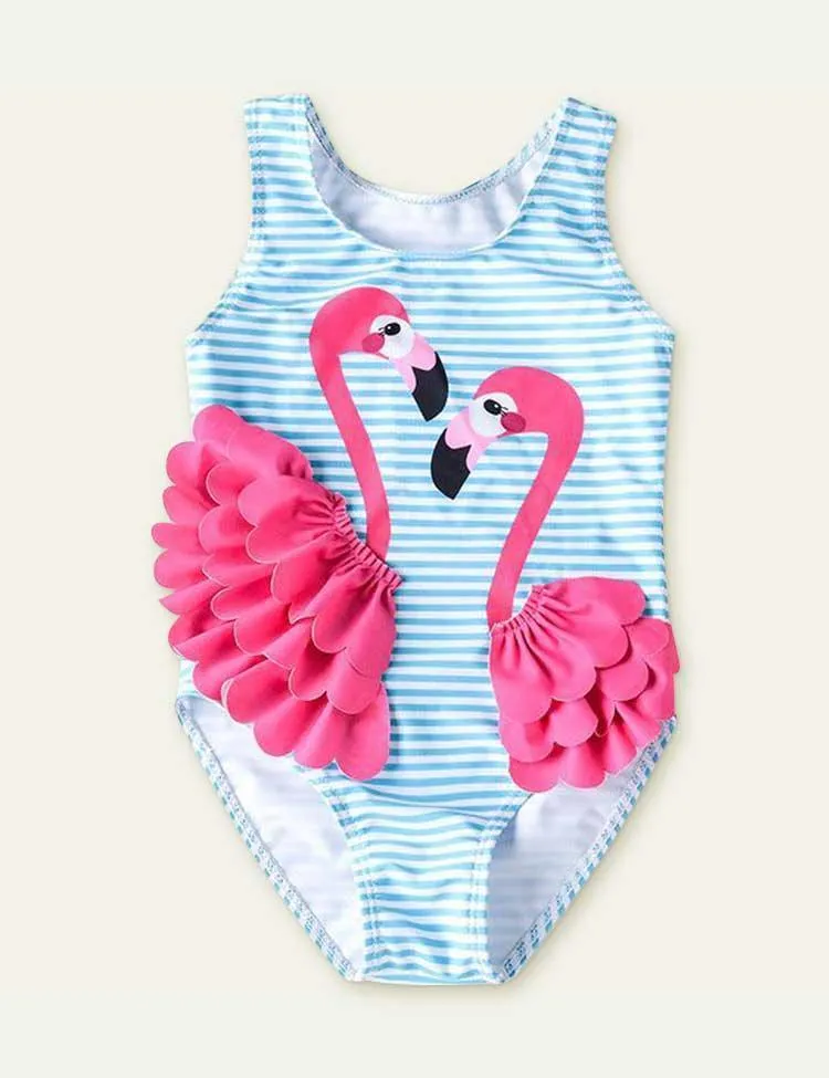 Flamingos Appliqué One-Piece Swimsuit