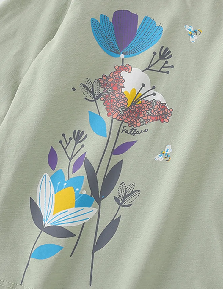 Floral and Bee Printed Long Sleeve T-shirt - Image 4