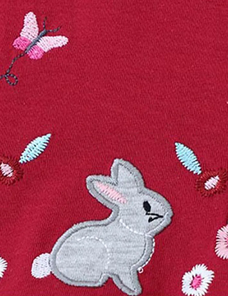 Floral Bunny Appliqué Ruffled Dress - Image 3