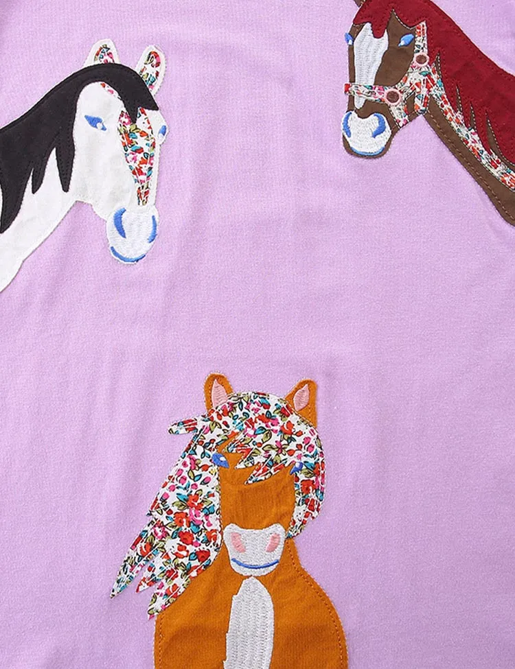 Floral Horse Appliqué Dress - Image 3