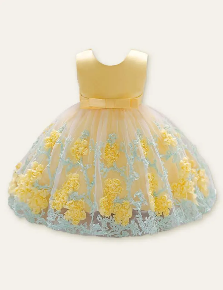 Floral Mesh Party Dress - Image 3