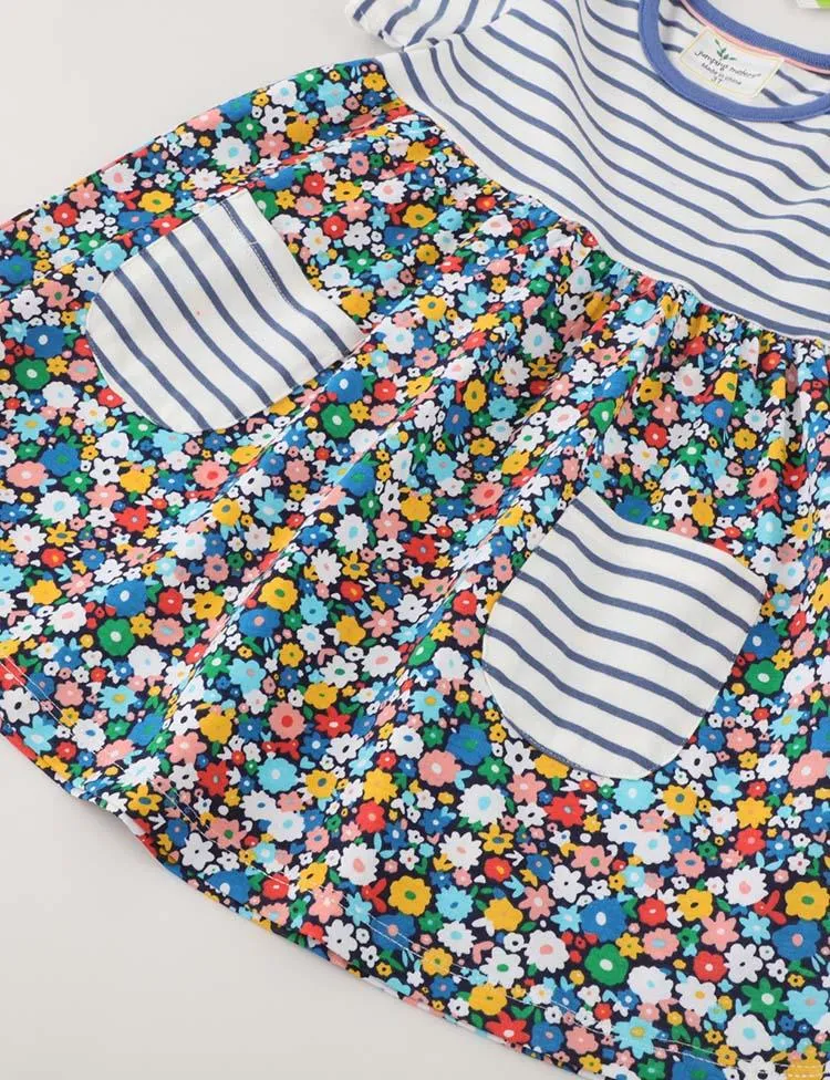 Floral Printed Striped Dress - Image 4