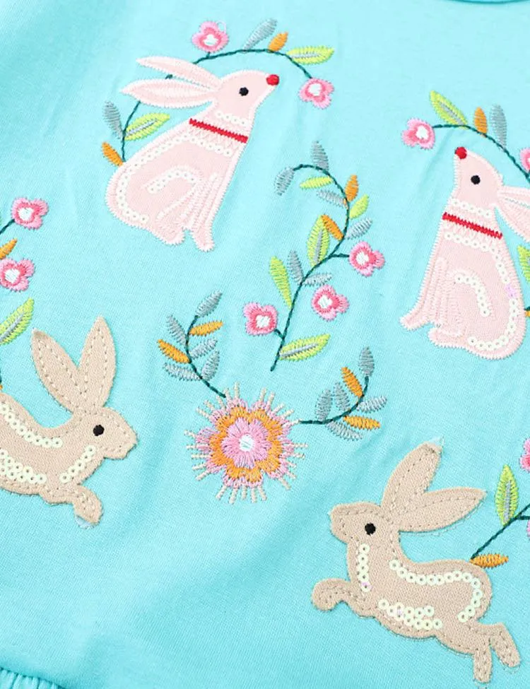 Floral Rabbit Appliqué Dress - Image 2
