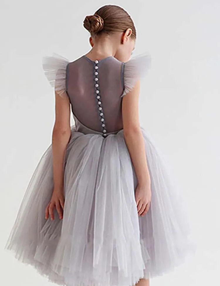 Flounced Sleeve Mesh Party Dress - Image 4